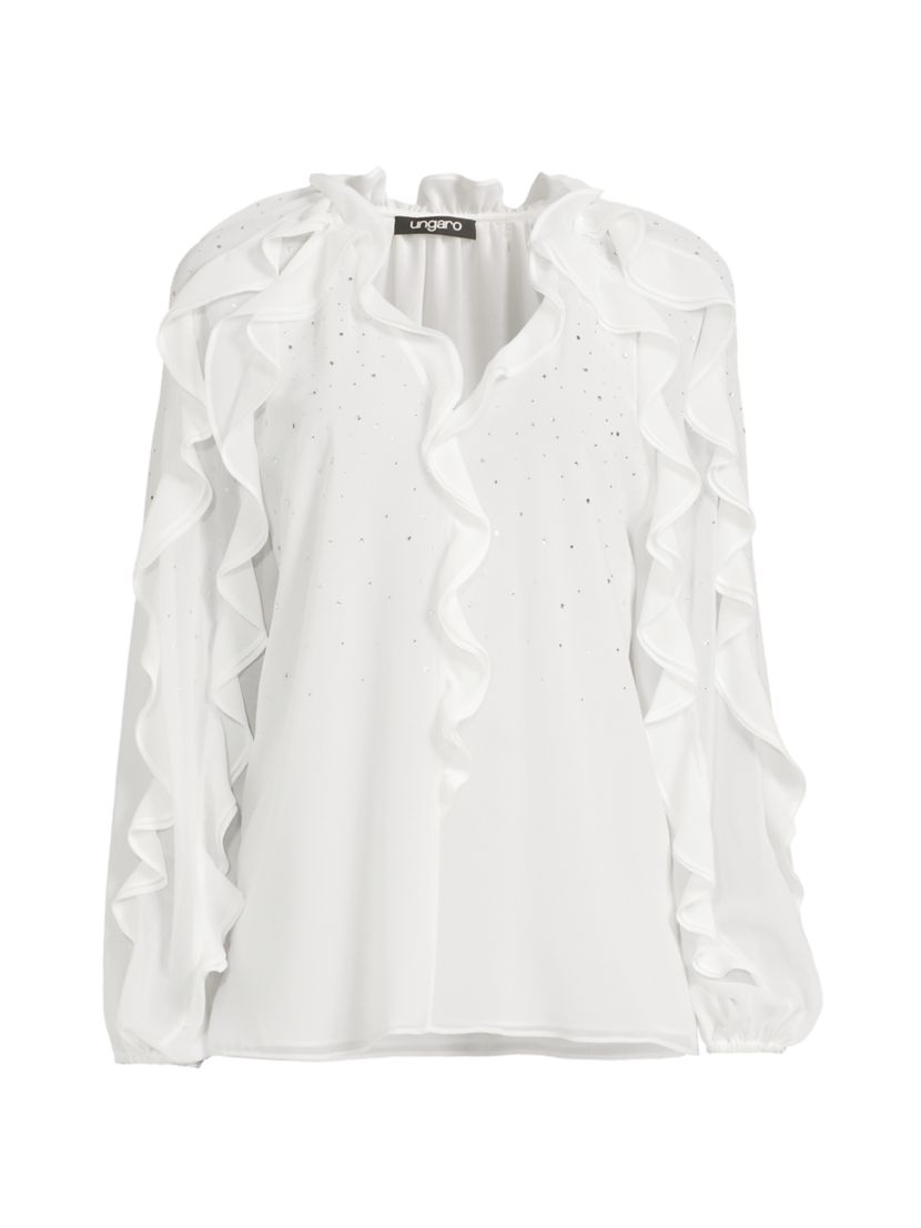 Ungaro Aurora Crystal-Embellished Ruffled Blouse