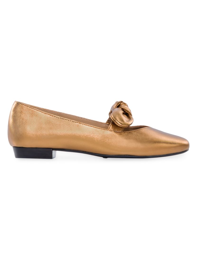 Bernardo Emersyn Metallic Leather Bow Flats