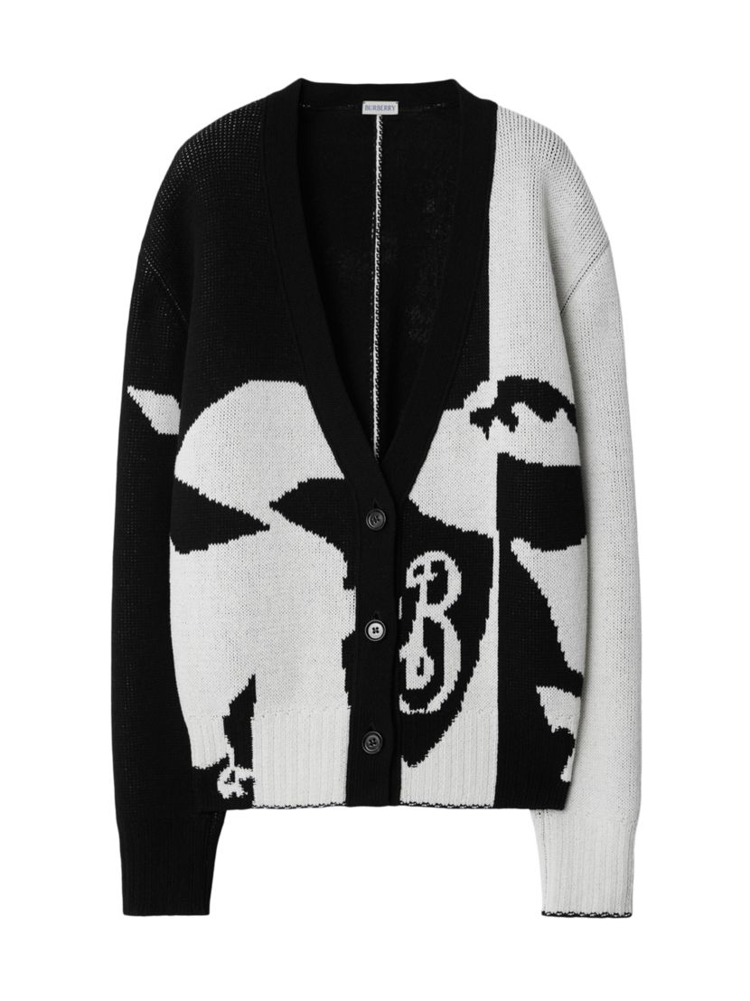 Burberry Intarsia-Knit Cashmere V-Neck Cardigan