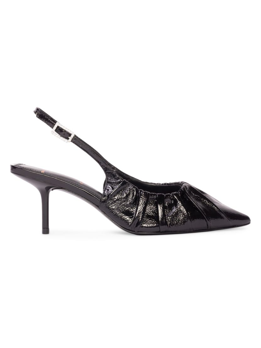 Black Suede Studio Piaz65 Slingback Ruched Pumps