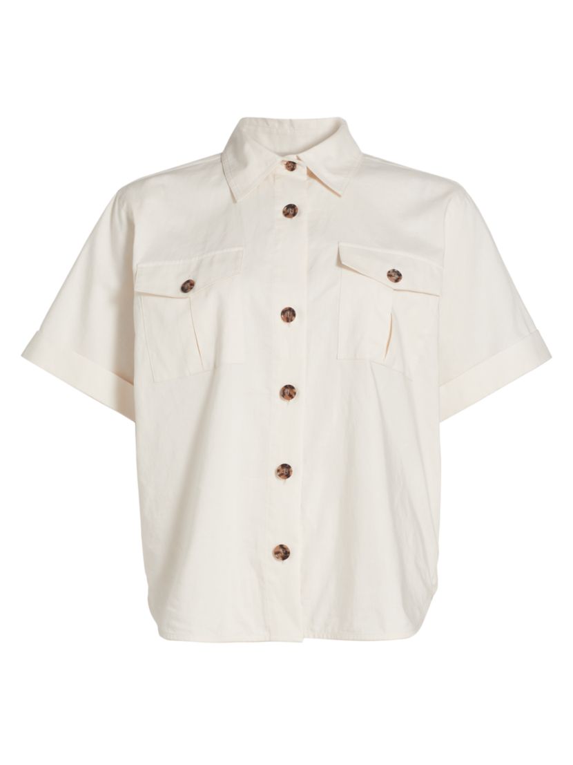 Frame Patch Pocket Cotton-Linen Utility Shirt