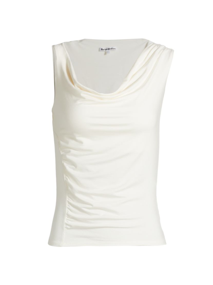 Reformation Darla Ruched Knit Sleeveless Top