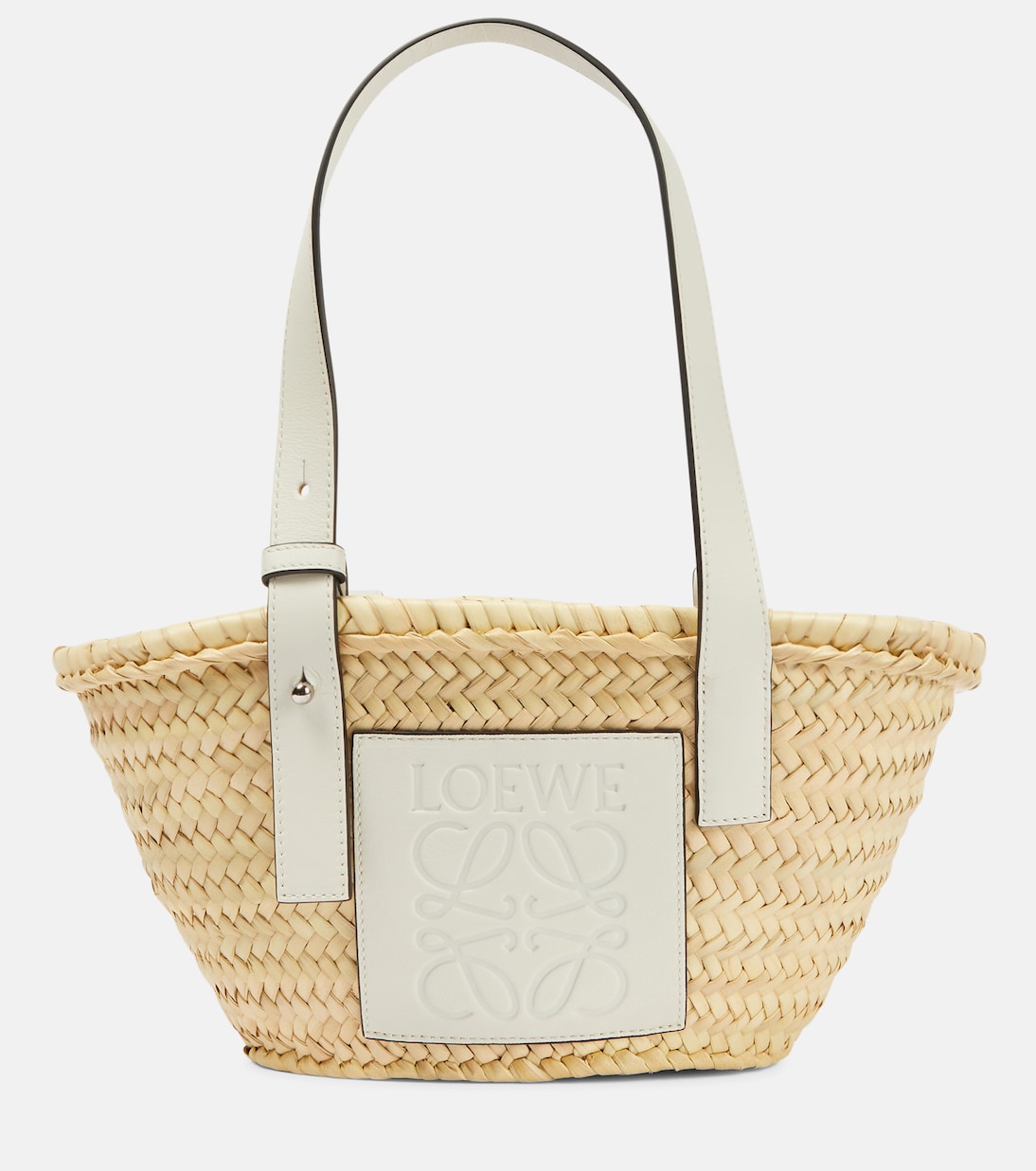 Small leather-trimmed basket tote Loewe