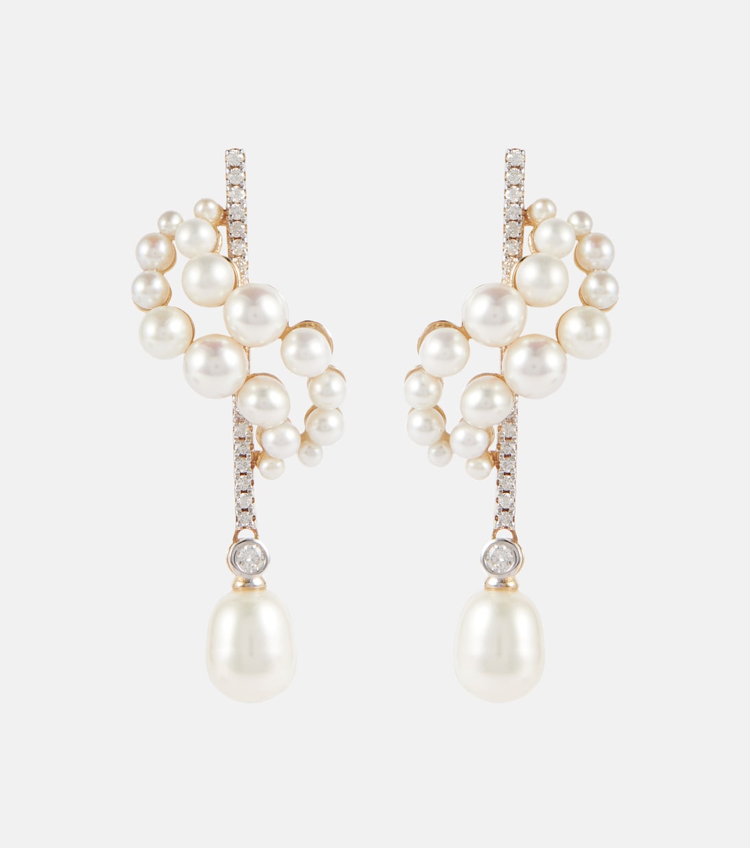 14kt gold earrings with diamonds and pearls Mateo