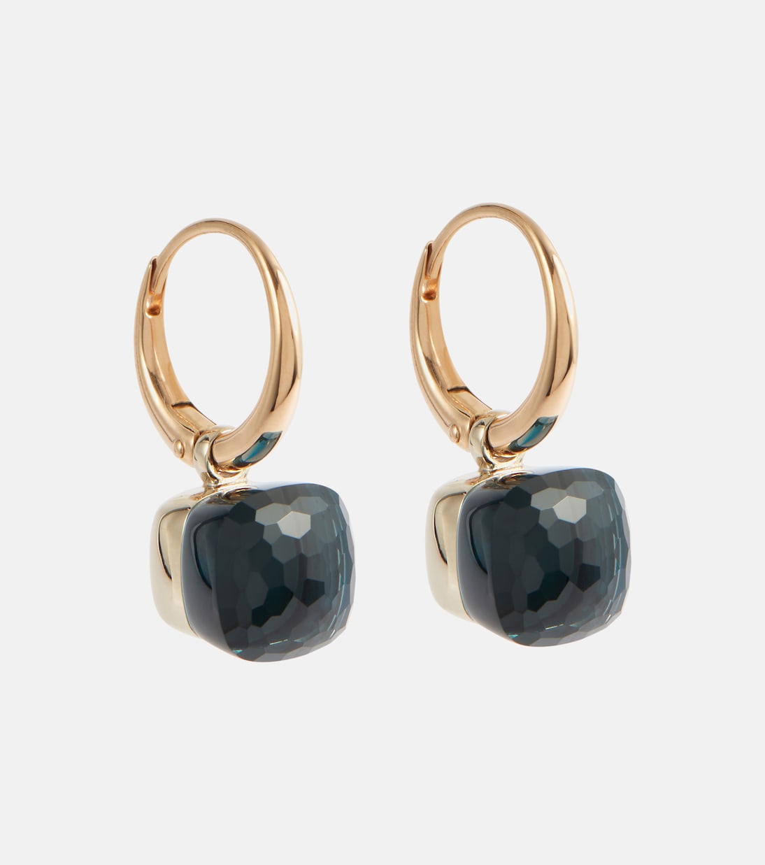 Nudo 18kt rose gold and white gold earrings with blue topaz Pomellato