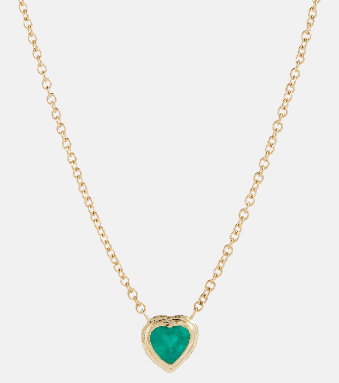 Heart & Toggle 18kt gold necklace with emerald Octavia Elizabeth