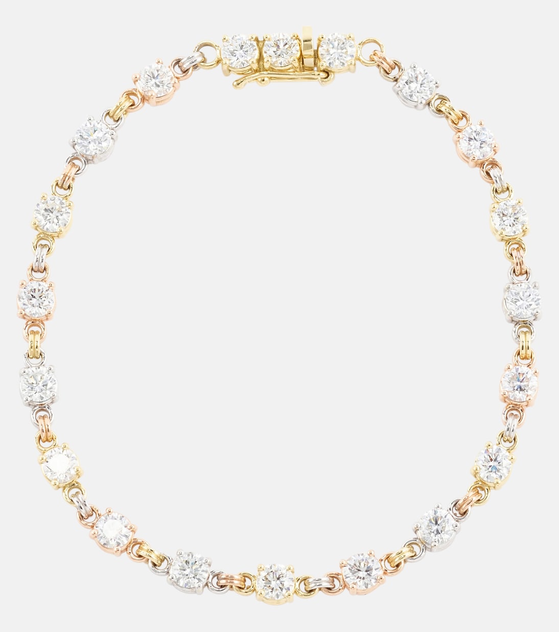 Aysa 18kt yellow, rose, and white gold tennis bracelet with diamonds Spinelli Kilcollin