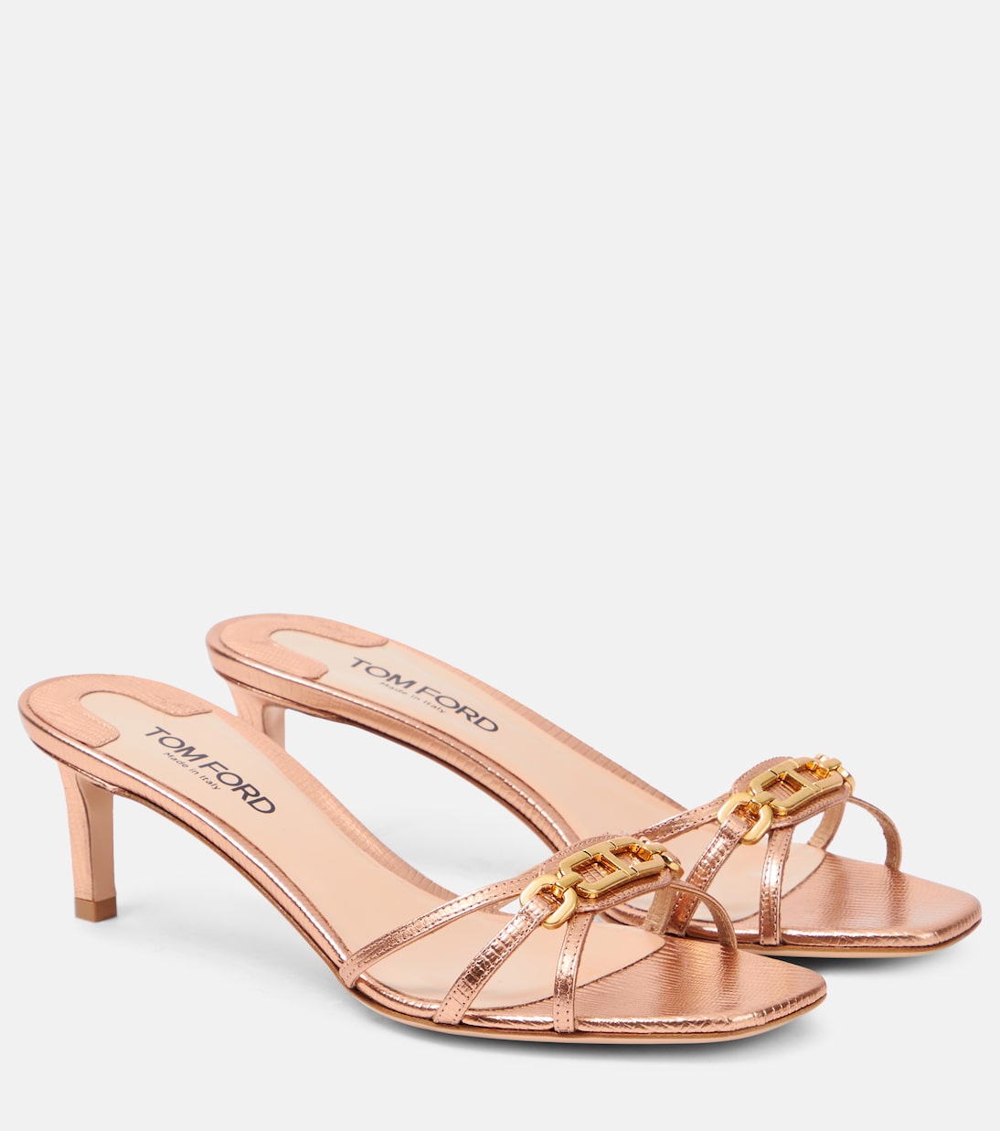 Whitney T metallic leather mules Tom Ford