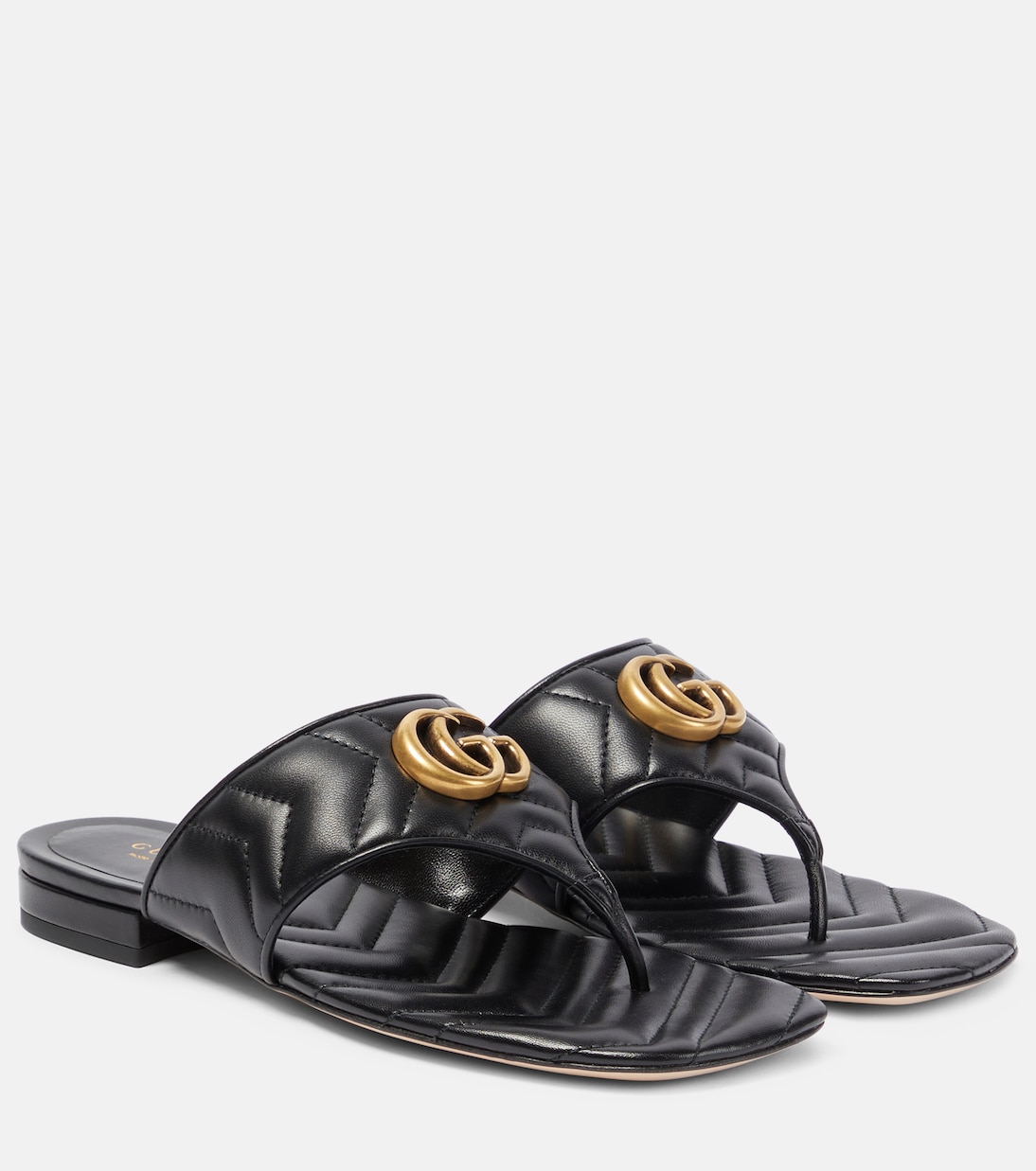 Double G leather thong sandals	 Gucci