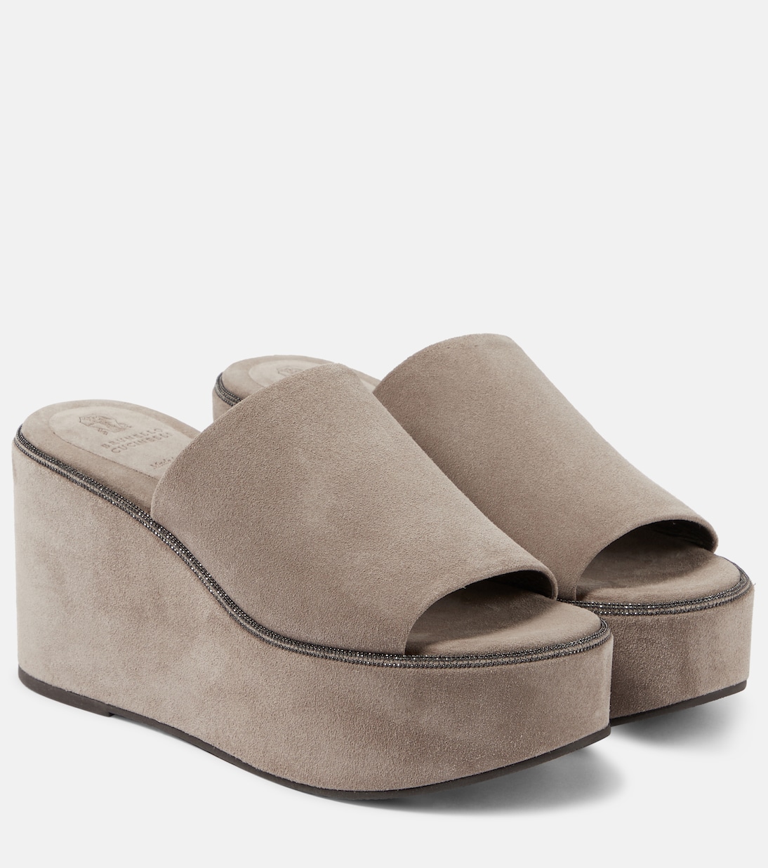 Suede platform slides Brunello Cucinelli