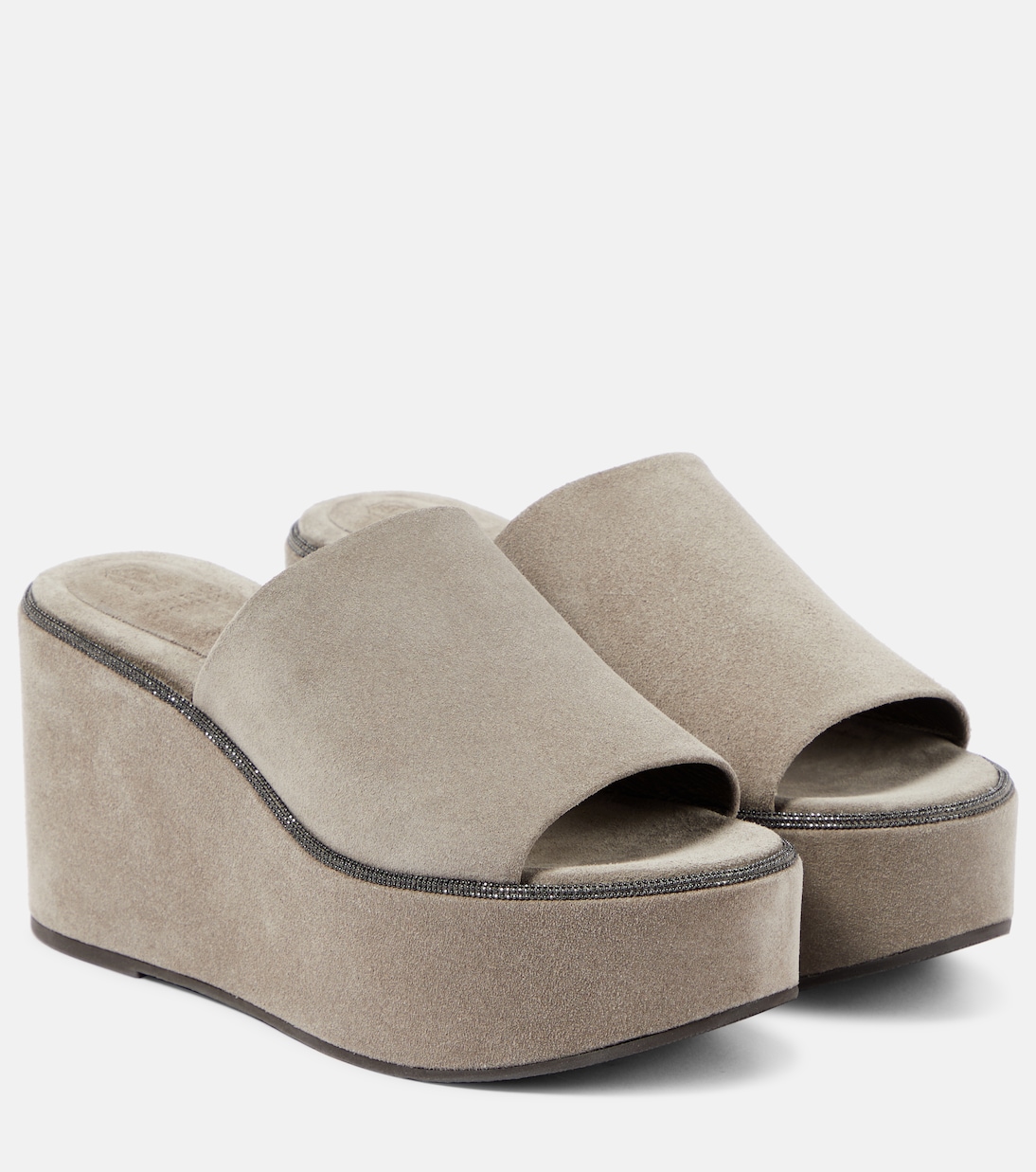 Suede platform slides Brunello Cucinelli