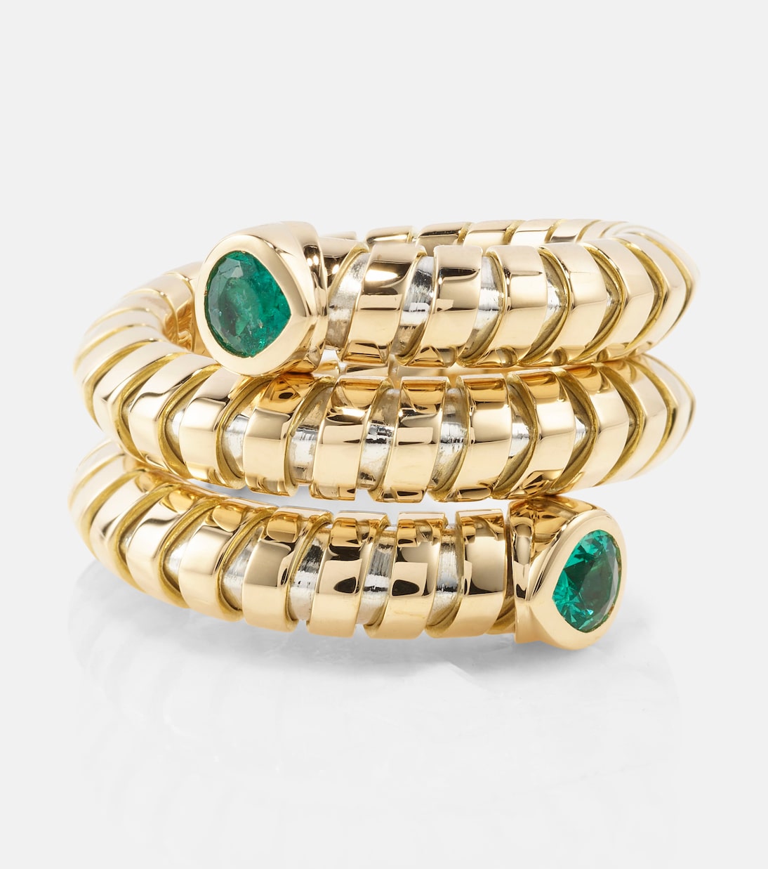 Trisola 18kt gold ring with emeralds Marina B