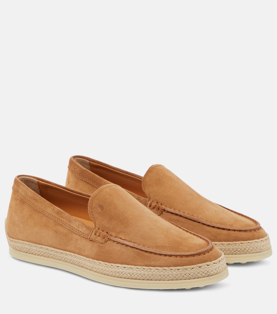 Jute-trimmed suede moccasins Tod's