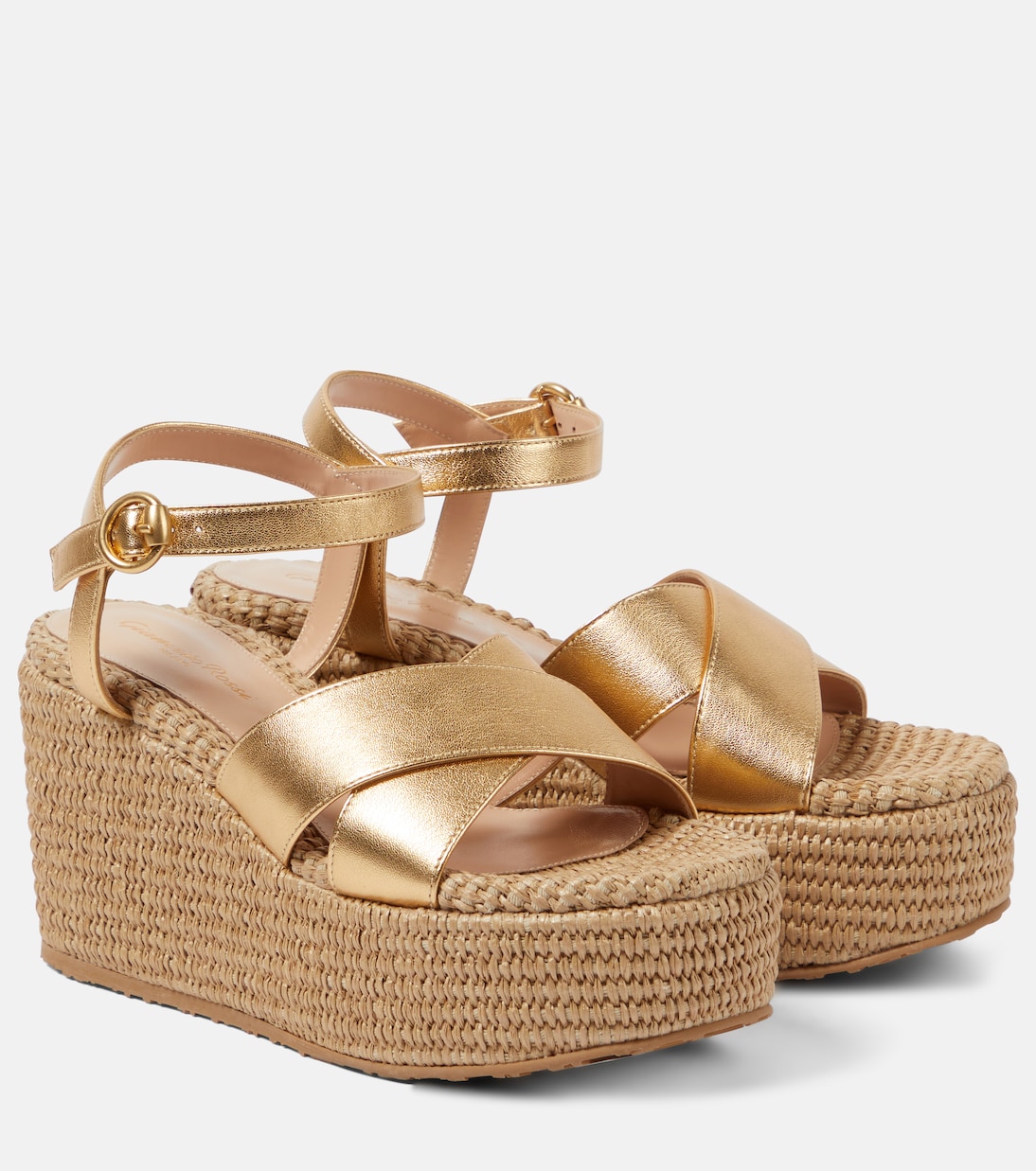 Leather and raffia platform sandals Gianvito Rossi