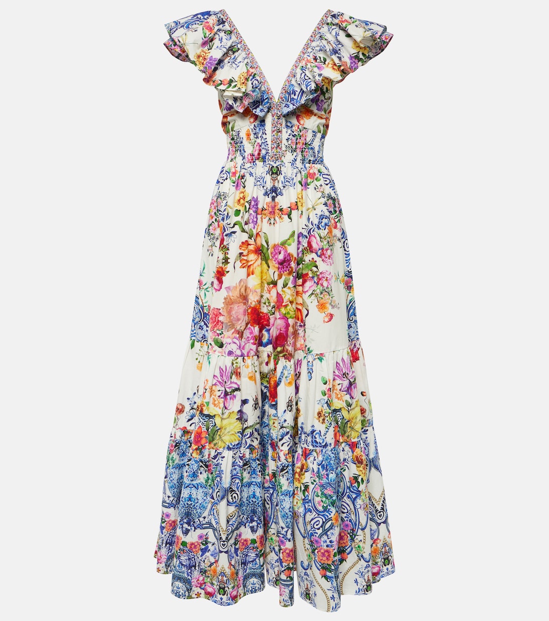 Floral tiered cotton maxi dress Camilla