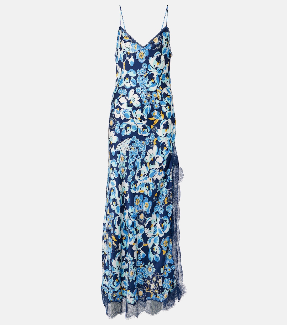 Floral lace-trimmed slip dress Poupette St Barth