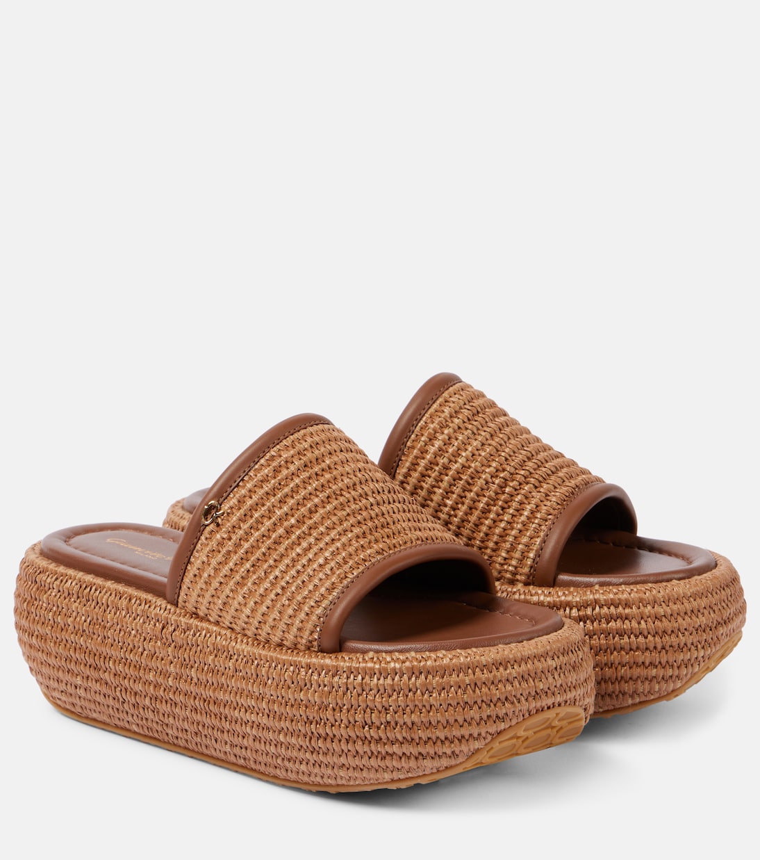 Amami leather and raffia platform mules Gianvito Rossi