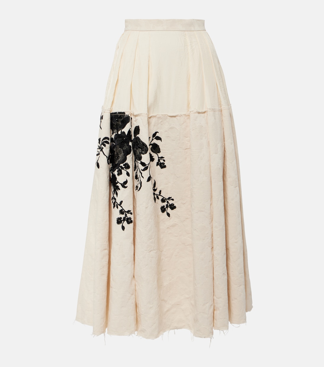 Embroidered cotton jacquard midi skirt Erdem