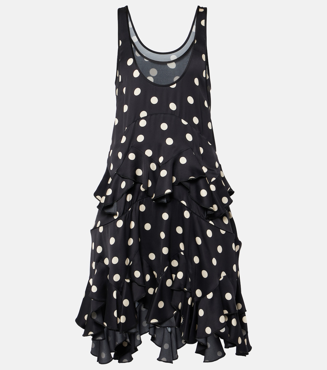 Polka-dot tiered silk-trimmed midi dress Stella McCartney