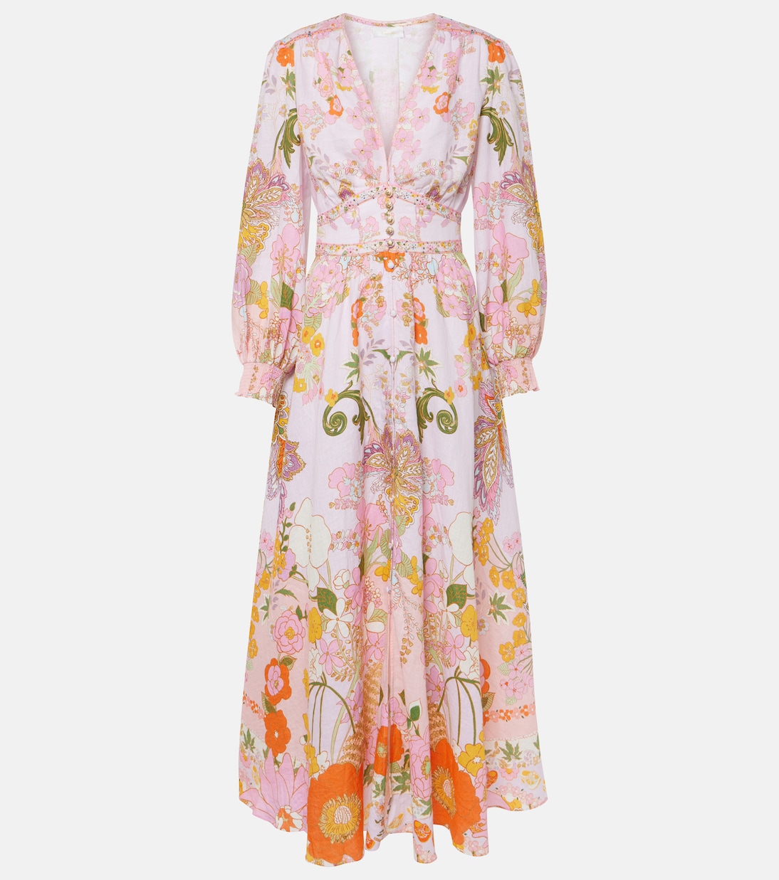 Embellished floral linen maxi dress Camilla