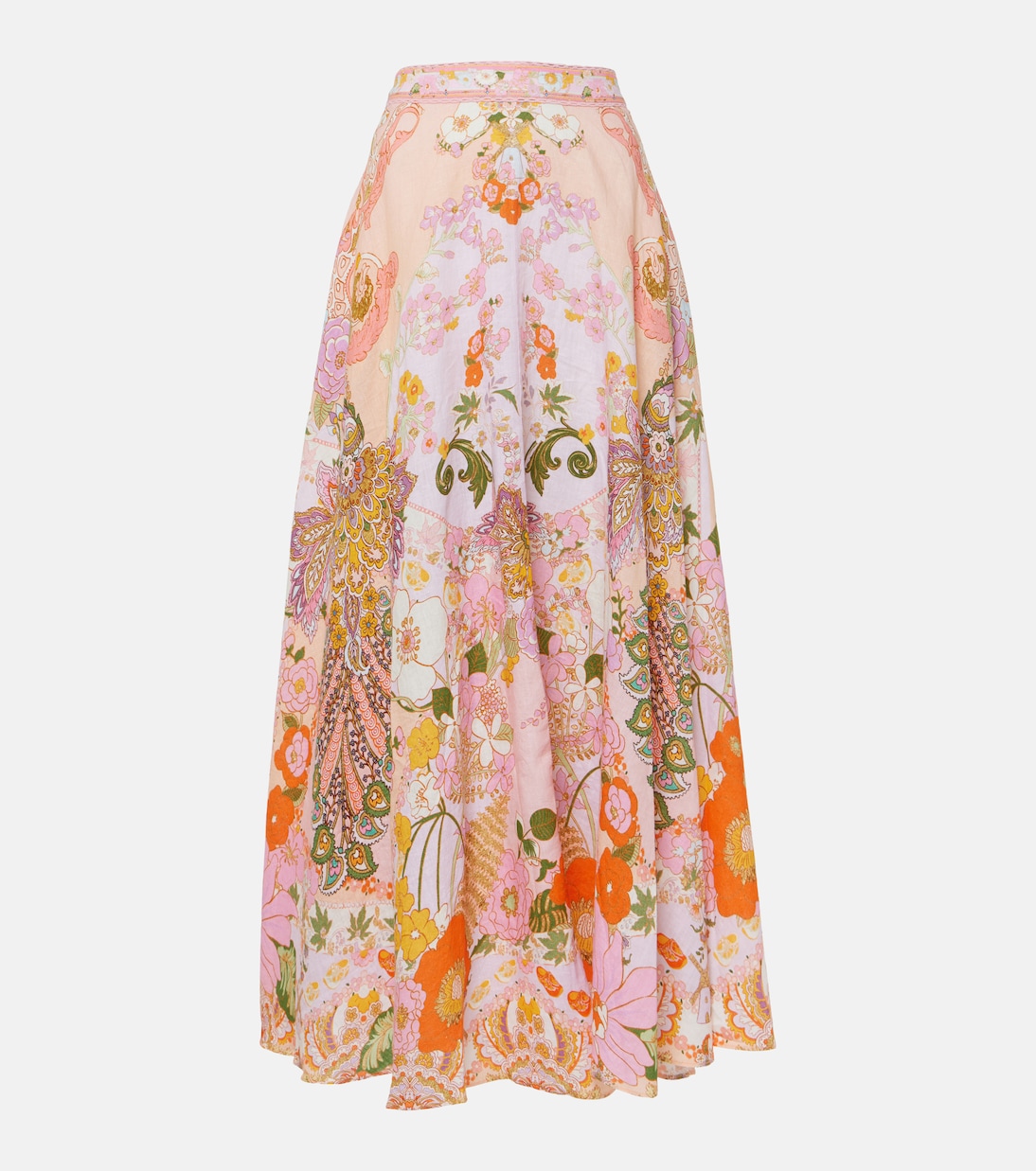 Embellished floral linen maxi skirt Camilla