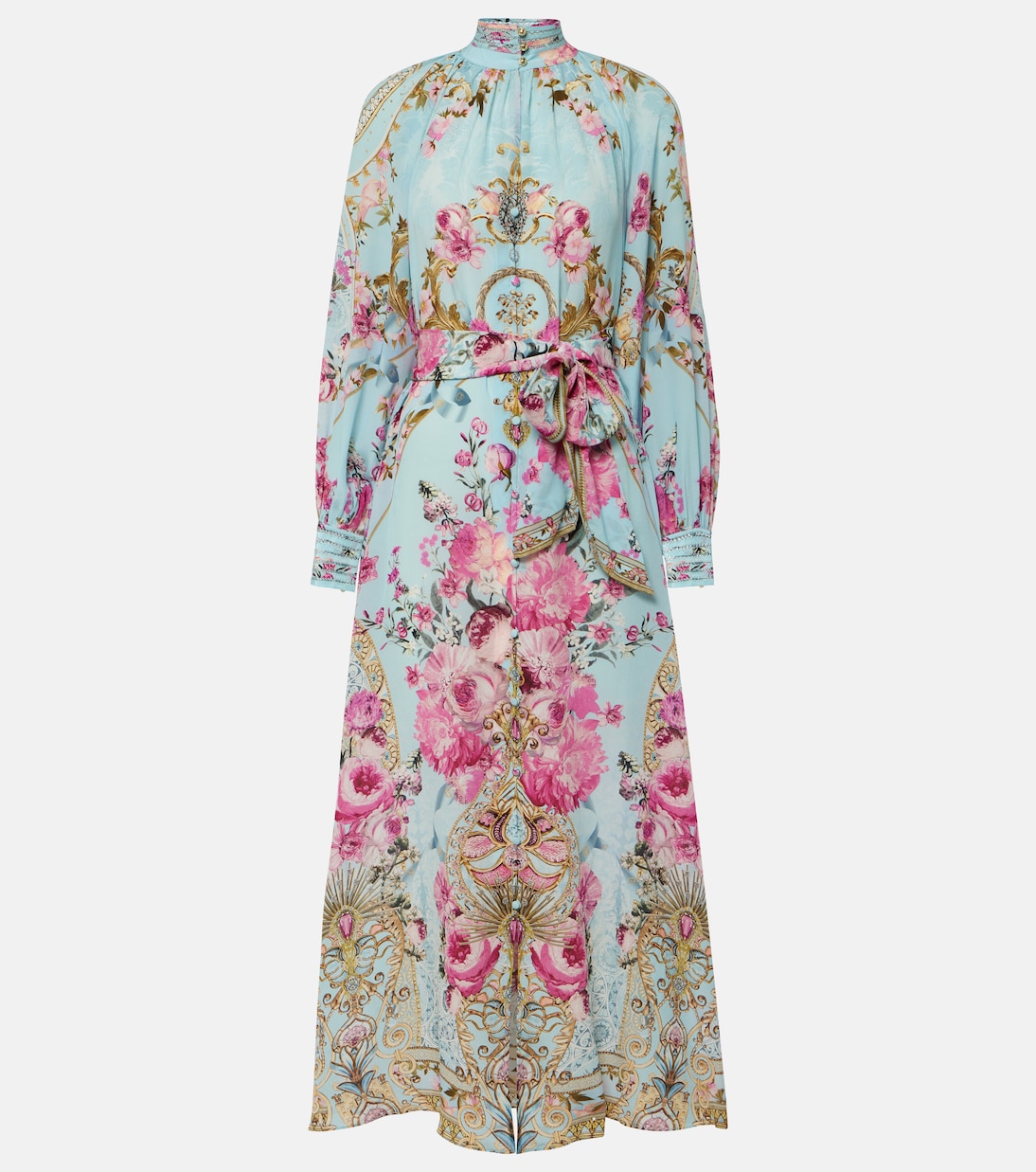 Embellished floral silk crêpe maxi dress Camilla