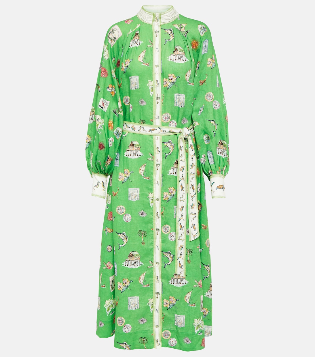 Printed linen midi dress Alémais