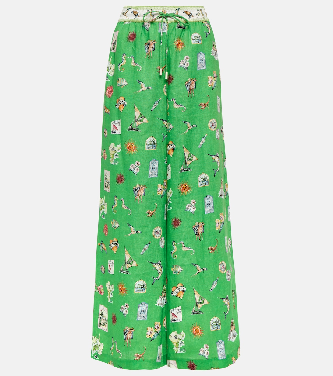 Printed linen wide-leg pants Alémais