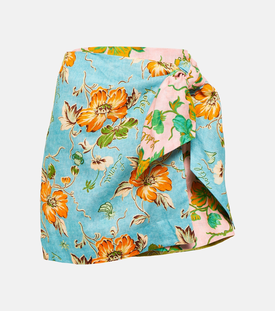 Floral linen wrap skirt Alémais