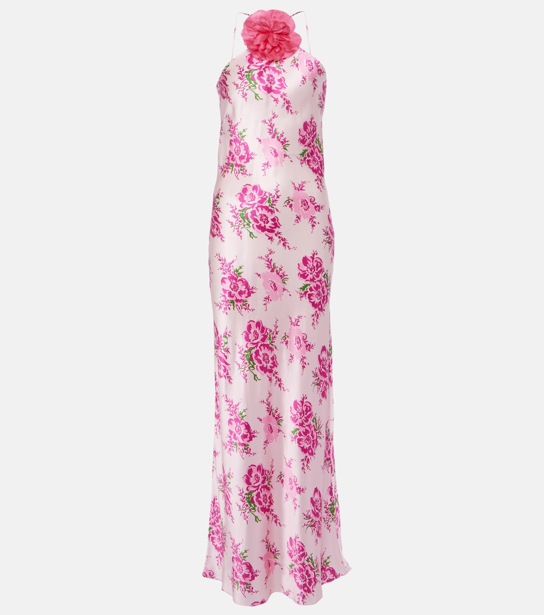 Floral-appliqué silk maxi dress Rodarte