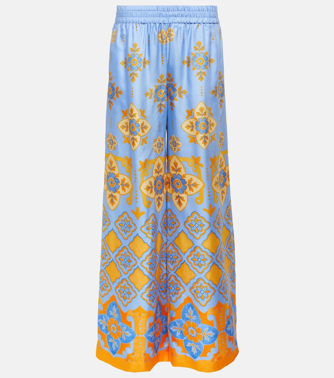 High-rise printed silk palazzo pants La DoubleJ