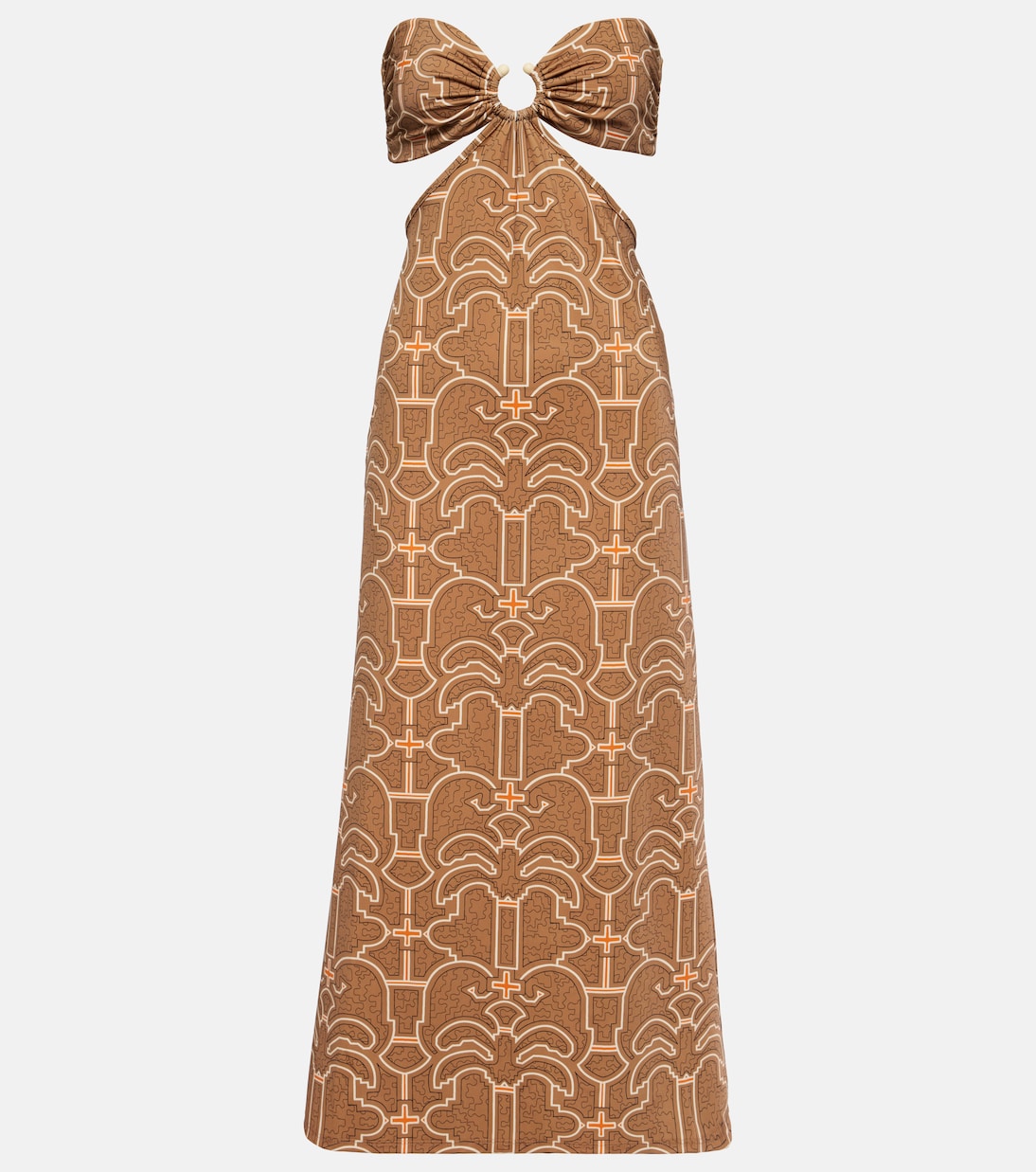 Ring-detail cutout printed maxi dress Johanna Ortiz