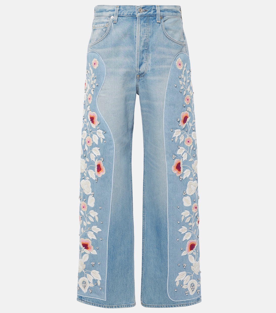 Ayla embroidered high-rise wide-leg jeans Citizens of Humanity