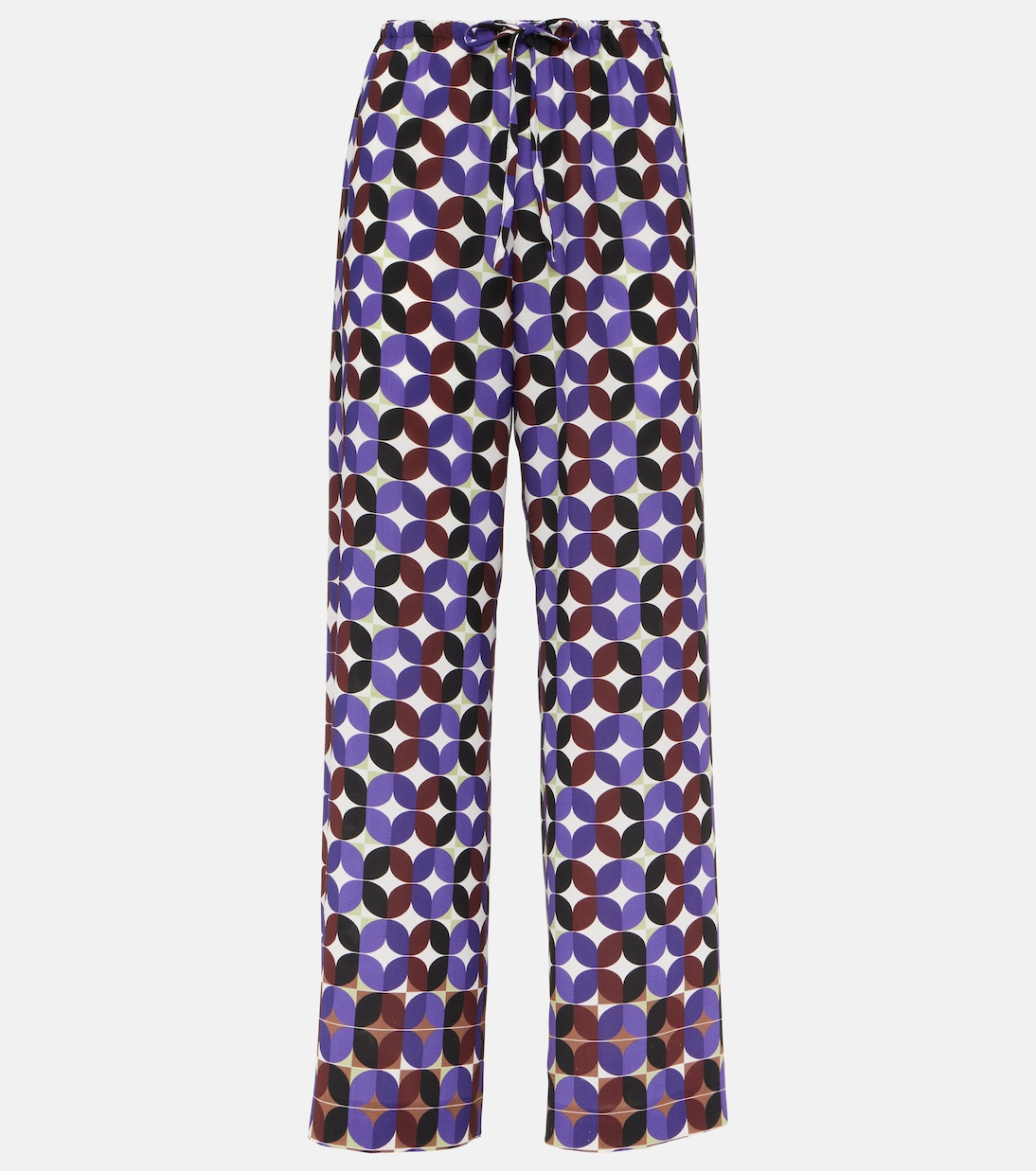 Printed mid-rise crêpe wide-leg pants Dries Van Noten