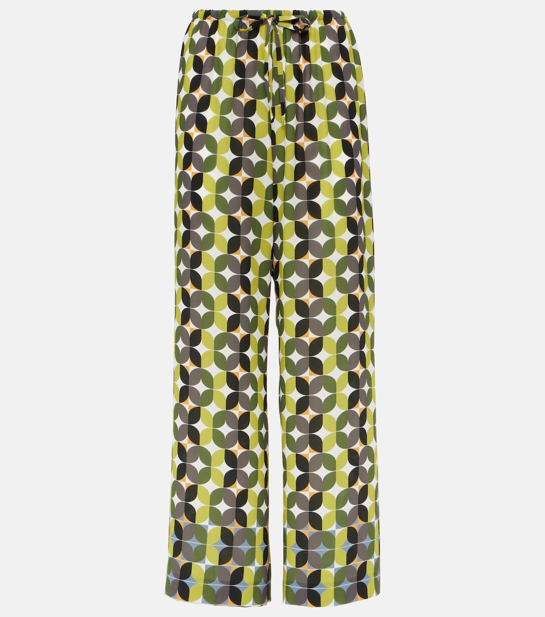 Printed high-rise crêpe wide-leg pants Dries Van Noten