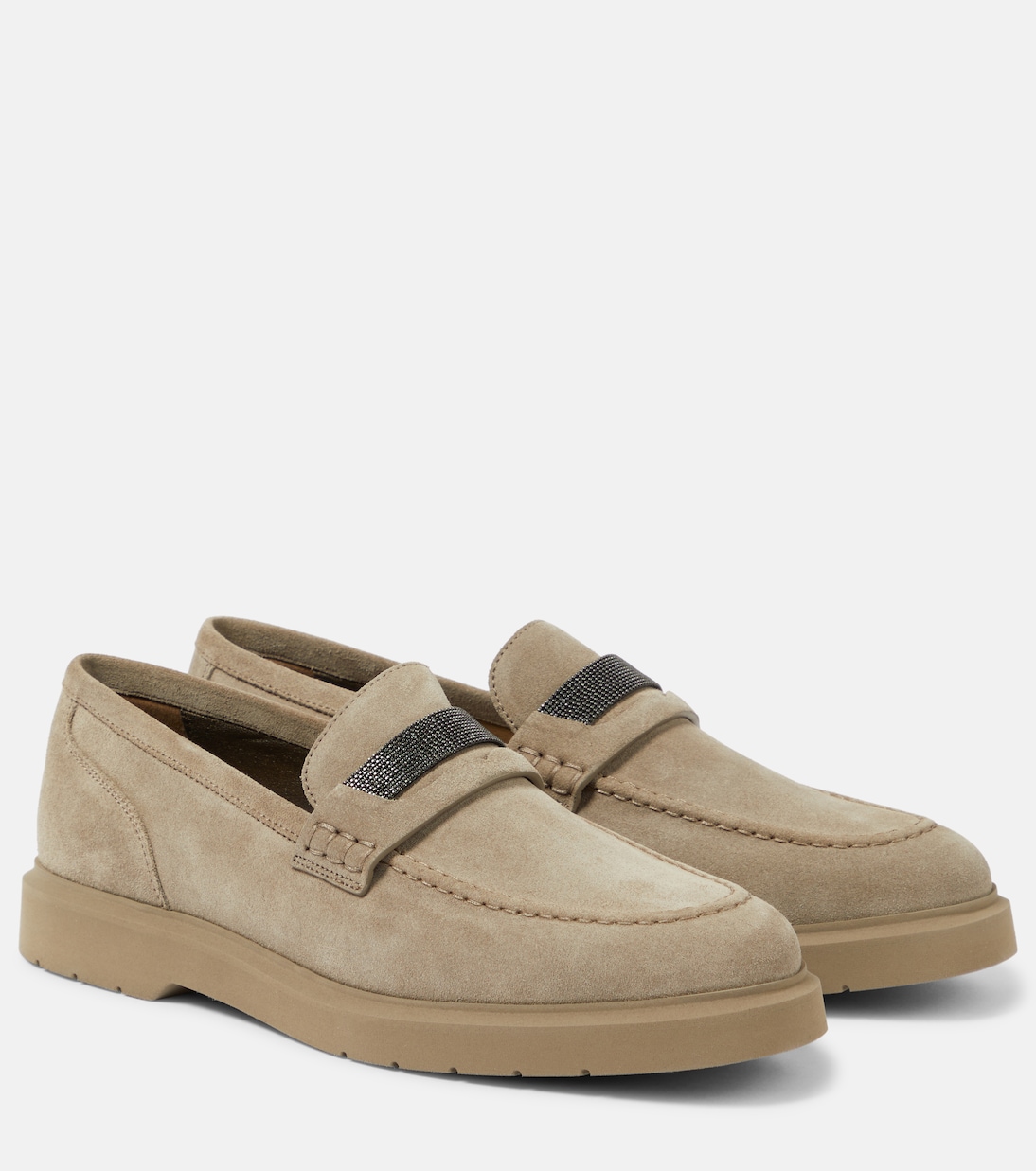 Embellished suede penny loafers Brunello Cucinelli