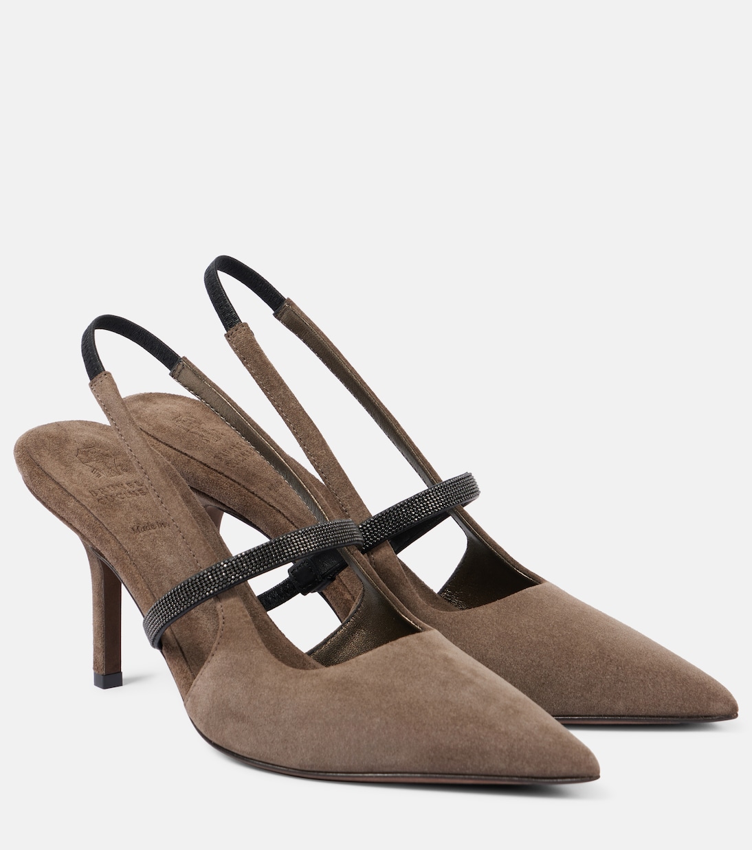 Embellished suede slingback pumps Brunello Cucinelli