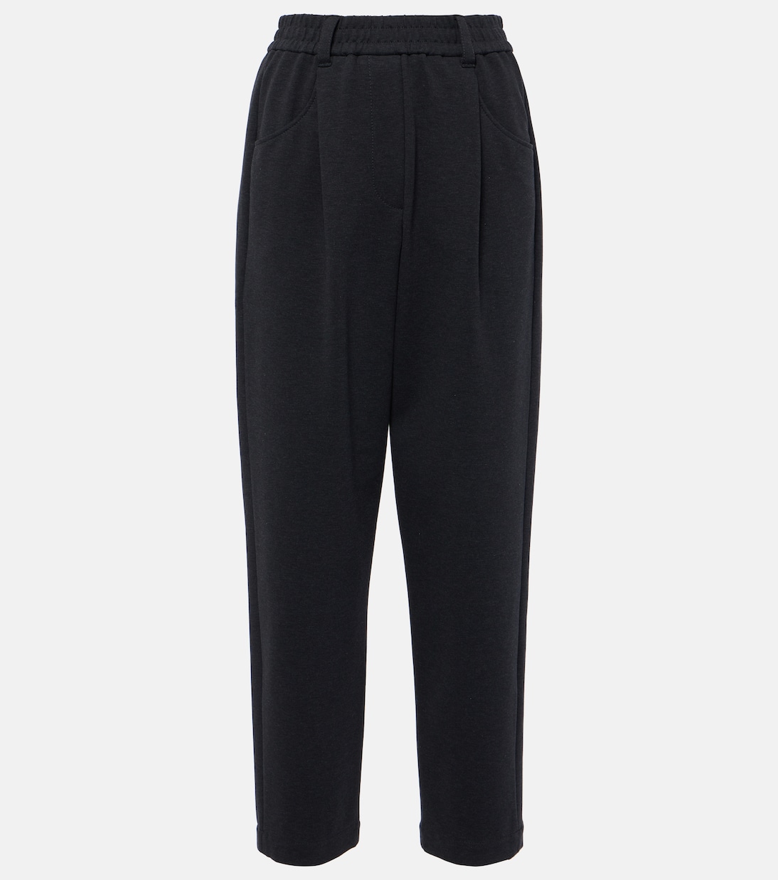 Pleated cotton-blend jersey sweatpants Brunello Cucinelli