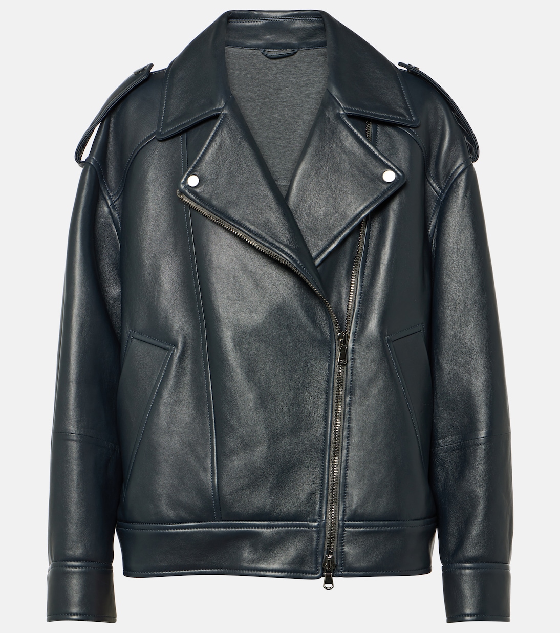 Oversized leather biker jacket Brunello Cucinelli