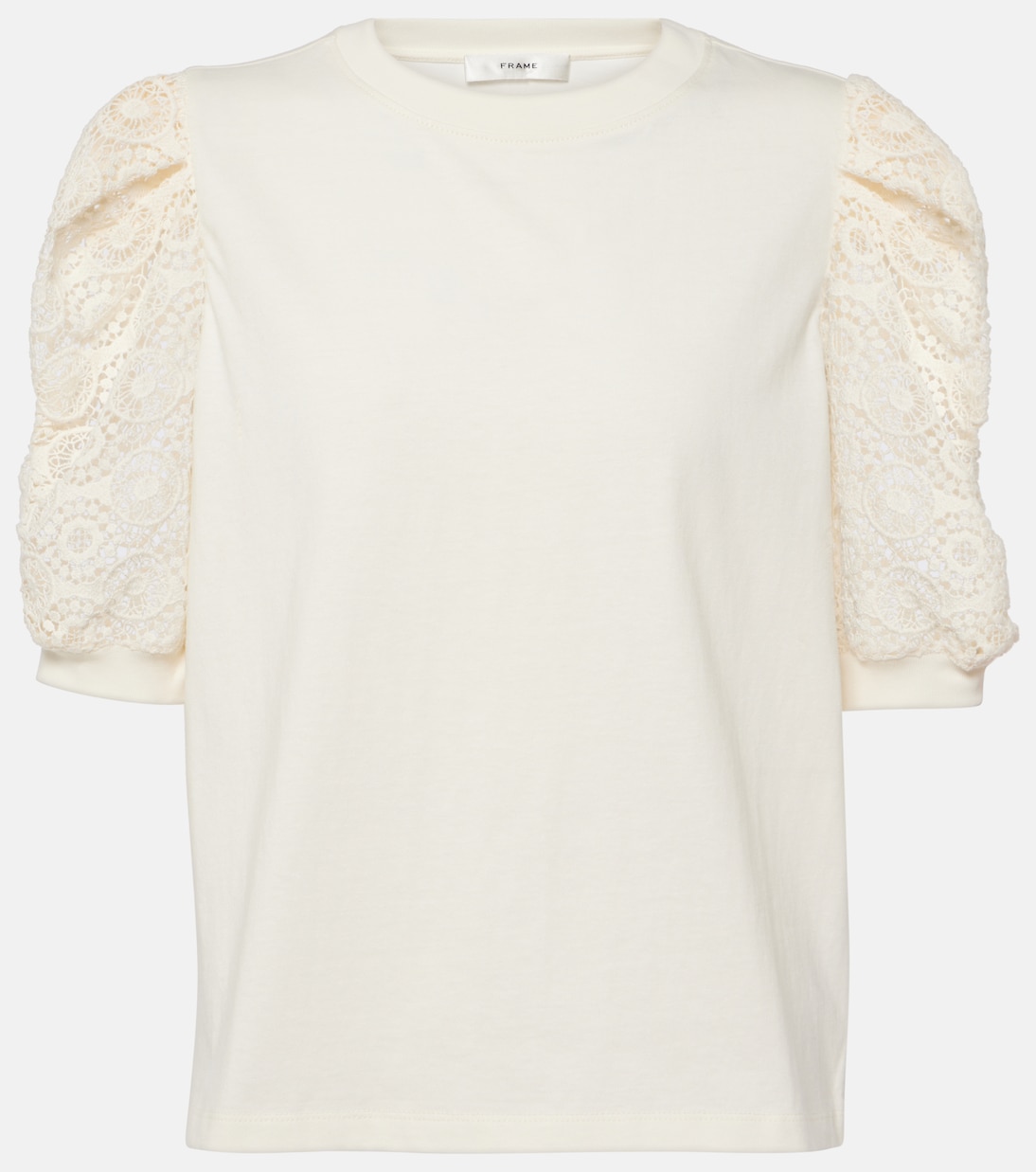 Frankie lace-trimmed cotton jersey top Frame