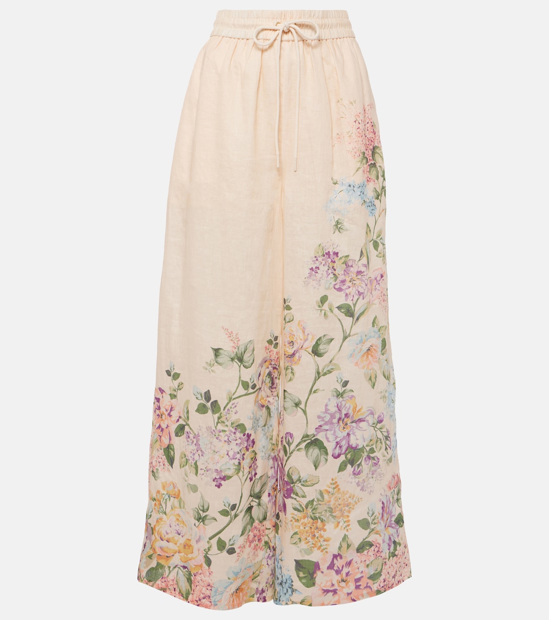 Halliday floral linen wide-leg pants Zimmermann