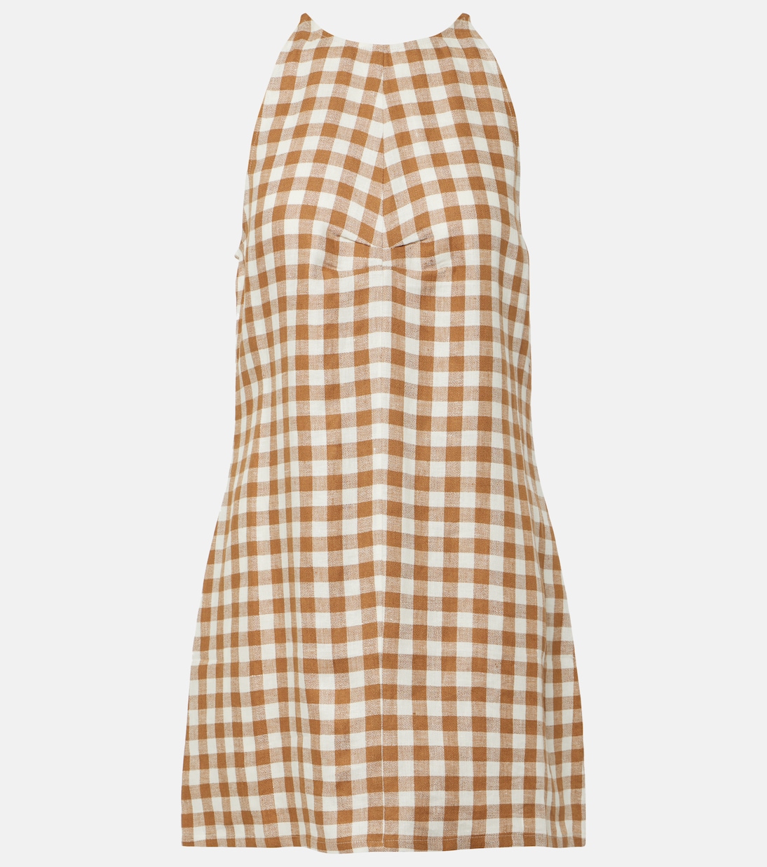 Antigua checked linen minidress Asceno