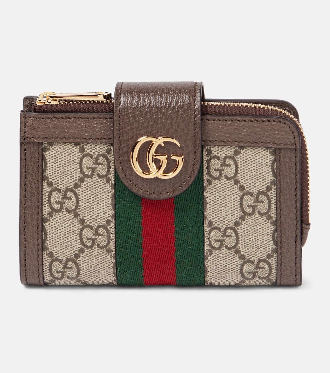 Ophidia leather-trimmed card case Gucci