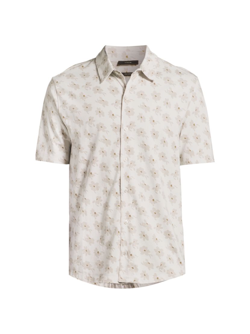 Vince Abstract Daisies Cotton Button-Front Shirt