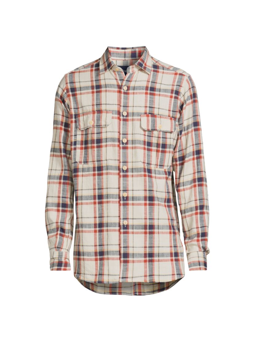 Drake's Checked Cotton Work Shirt