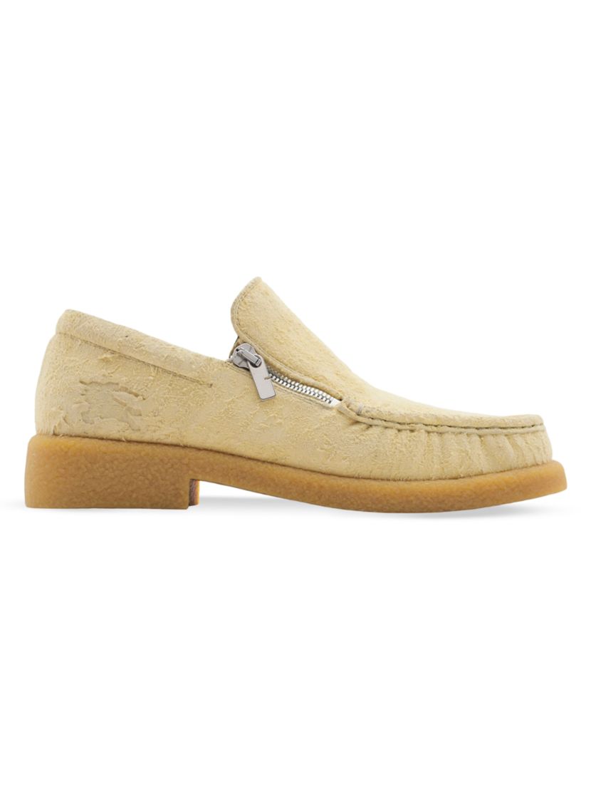 Burberry Chance Textured Suede Loafers