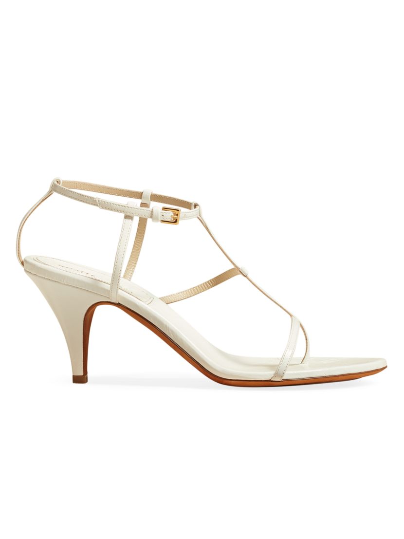 Khaite Jones 75MM T-Strap Leather Sandals