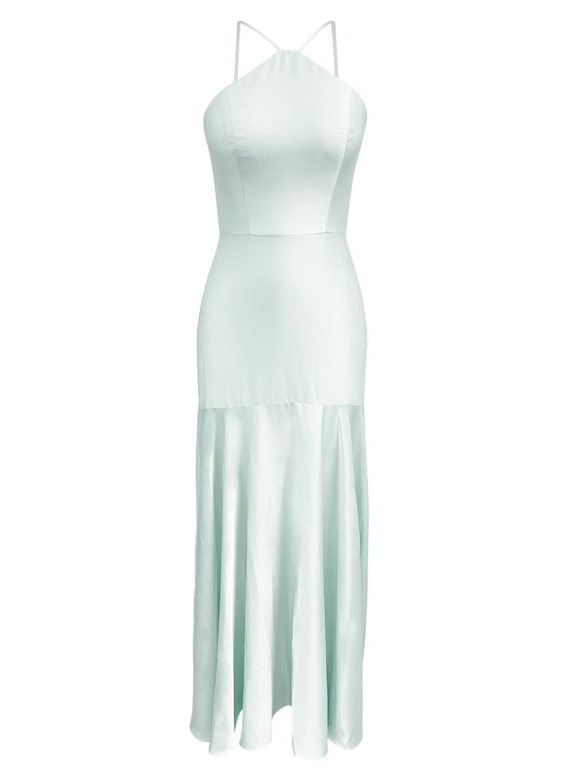 Dress The Population Justine Satin Halter Mermaid Gown