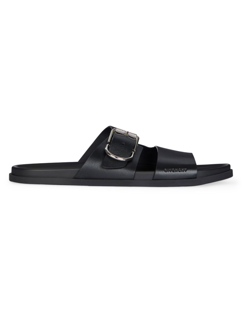 Givenchy Voyou Flat Sandals in Grained Leather