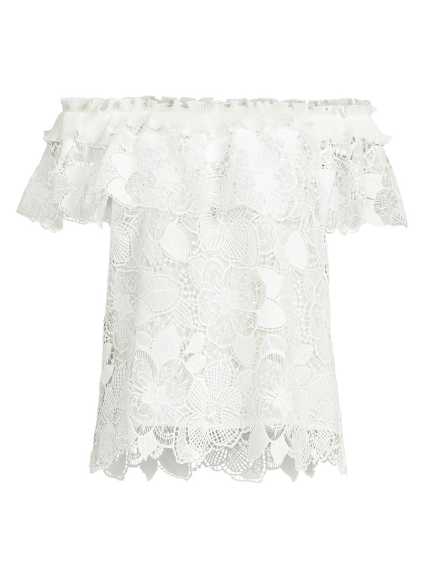 Ungaro Estrella Lace Off-The-Shoulder Blouse